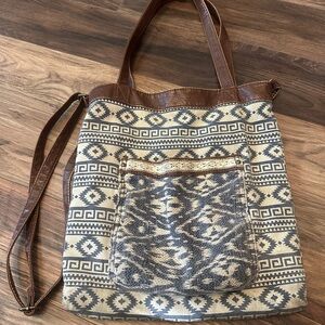 Maurices Geometric Brown and Cream Tote